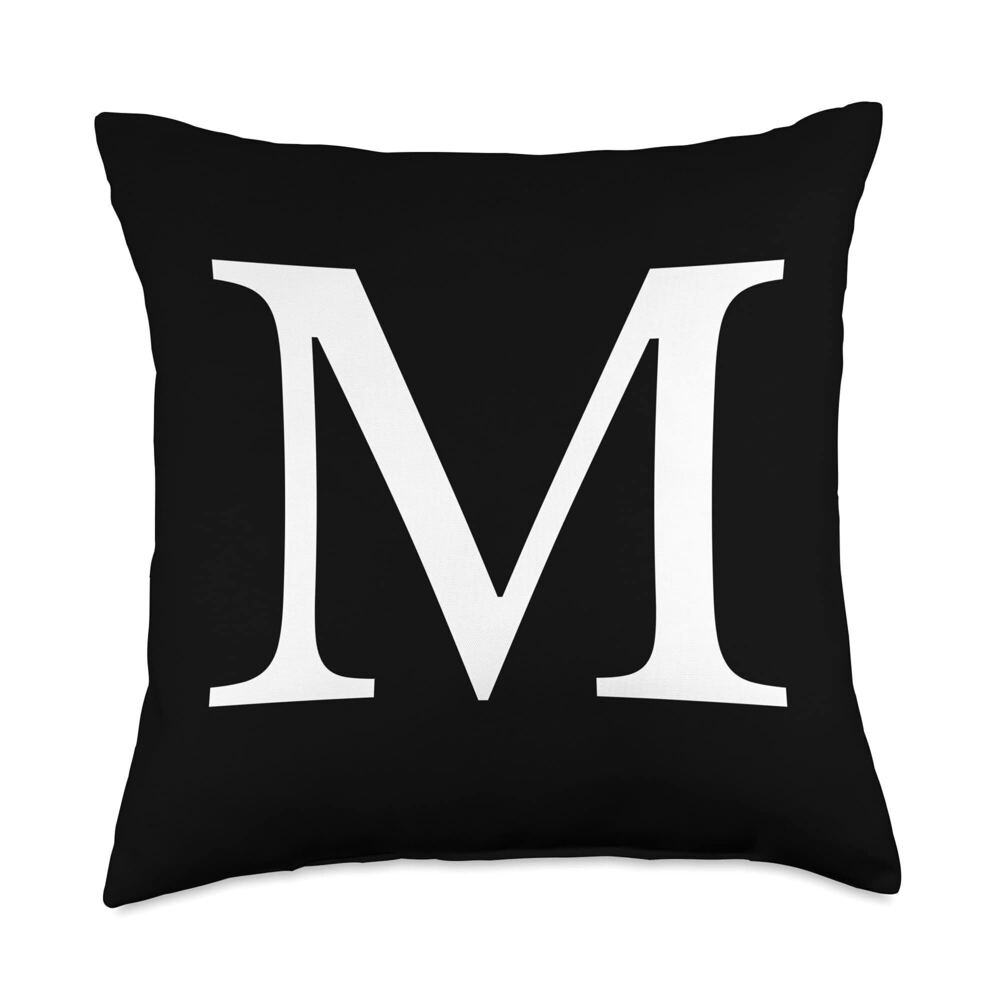 2970 Cute & Classy Black White Monogram Letter M Throw Pillow